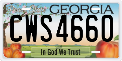 GA license plate CWS4660