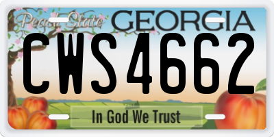 GA license plate CWS4662