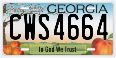 GA license plate CWS4664