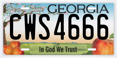 GA license plate CWS4666