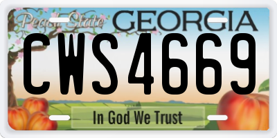 GA license plate CWS4669