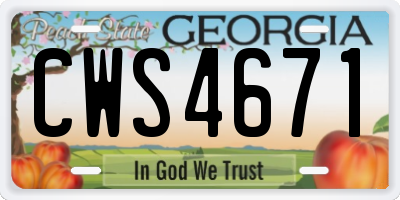 GA license plate CWS4671