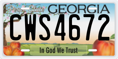 GA license plate CWS4672