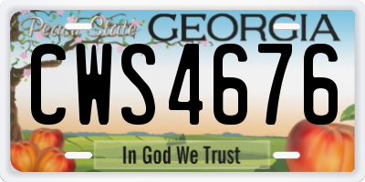 GA license plate CWS4676