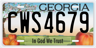 GA license plate CWS4679