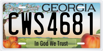 GA license plate CWS4681