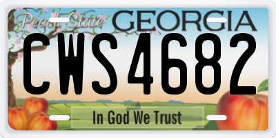 GA license plate CWS4682