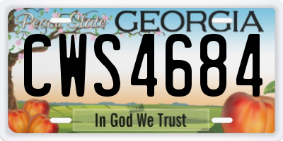 GA license plate CWS4684
