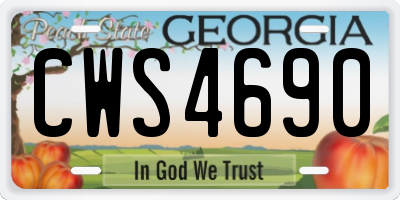 GA license plate CWS4690