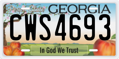 GA license plate CWS4693