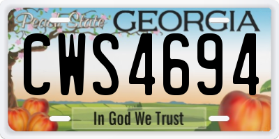 GA license plate CWS4694