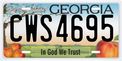 GA license plate CWS4695