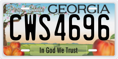 GA license plate CWS4696