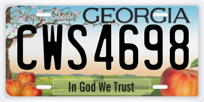 GA license plate CWS4698