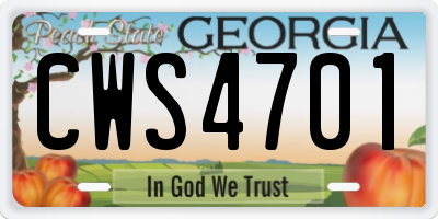 GA license plate CWS4701