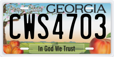 GA license plate CWS4703