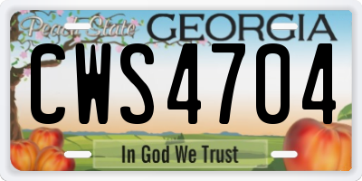 GA license plate CWS4704