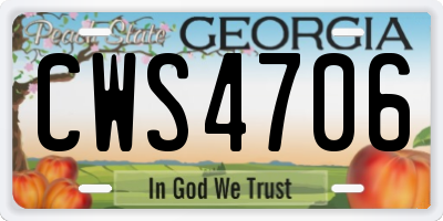 GA license plate CWS4706