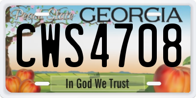 GA license plate CWS4708