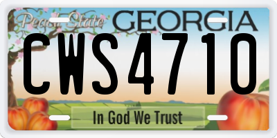 GA license plate CWS4710