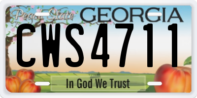 GA license plate CWS4711