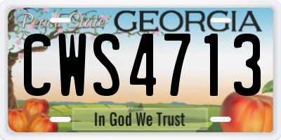 GA license plate CWS4713