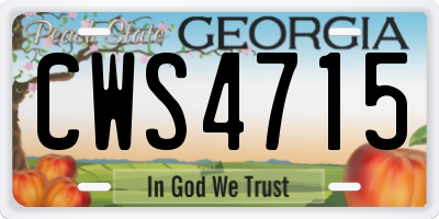 GA license plate CWS4715