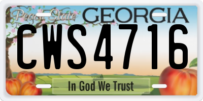 GA license plate CWS4716