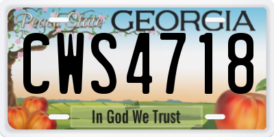 GA license plate CWS4718