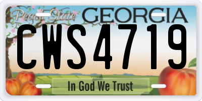 GA license plate CWS4719