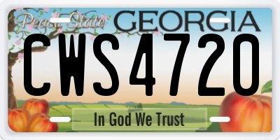 GA license plate CWS4720