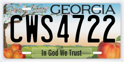 GA license plate CWS4722