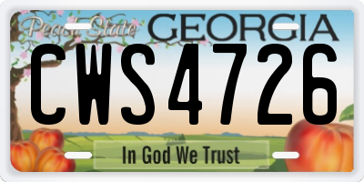 GA license plate CWS4726