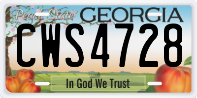 GA license plate CWS4728