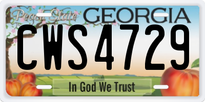 GA license plate CWS4729