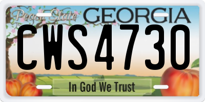 GA license plate CWS4730