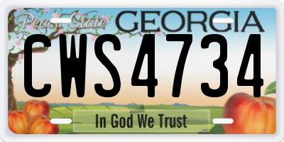 GA license plate CWS4734