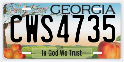 GA license plate CWS4735