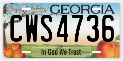 GA license plate CWS4736