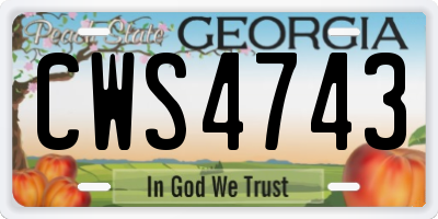GA license plate CWS4743