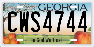 GA license plate CWS4744