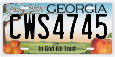 GA license plate CWS4745