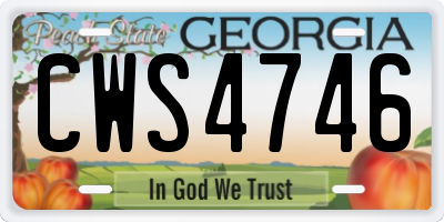 GA license plate CWS4746