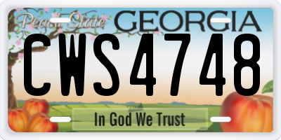 GA license plate CWS4748