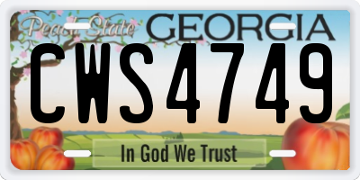 GA license plate CWS4749