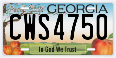 GA license plate CWS4750