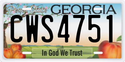 GA license plate CWS4751
