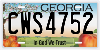 GA license plate CWS4752