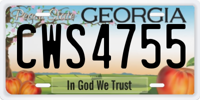 GA license plate CWS4755