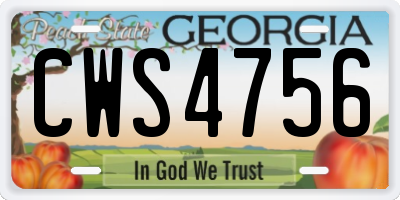 GA license plate CWS4756
